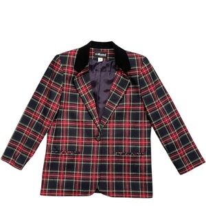 Sag Harbor Red and Black Plaid Women’s Blazer 10